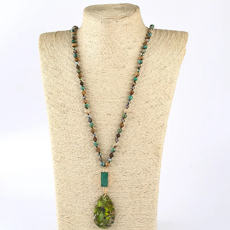 Olivenorma Emperor Stone Beads Crystal Cluster Drop Pendant Necklace - image 11