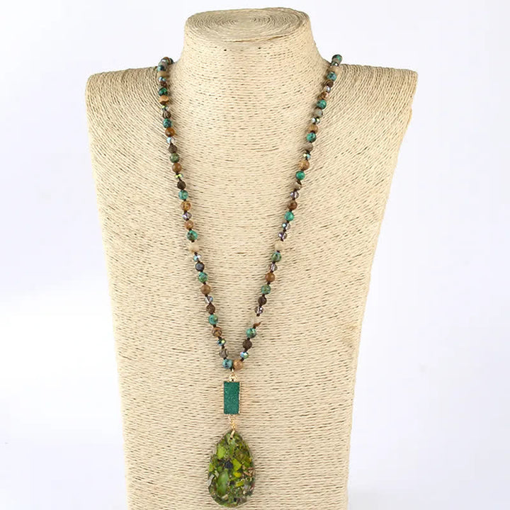 Olivenorma Emperor Stone Beads Crystal Cluster Drop Pendant Necklace - image 11