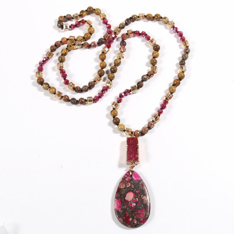 Olivenorma Emperor Stone Beads Crystal Cluster Drop Pendant Necklace - Emperor Stone & Rose Red Emperor Stone - image 25