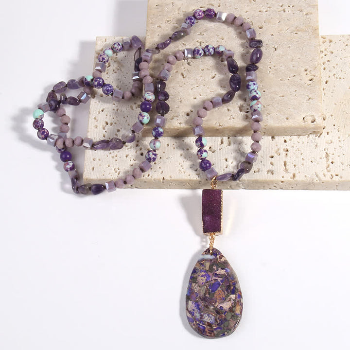 Olivenorma Emperor Stone Beads Crystal Cluster Drop Pendant Necklace - image 8