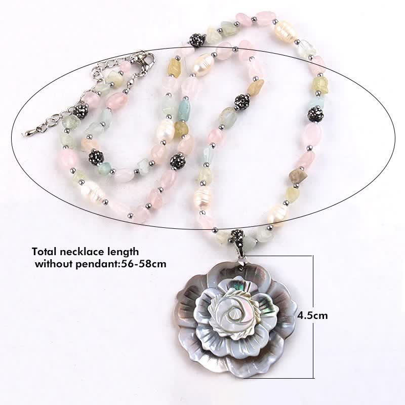 Olivenorma Natural Stone Shell Heart Flower Shaped Pendant Necklace - image 17