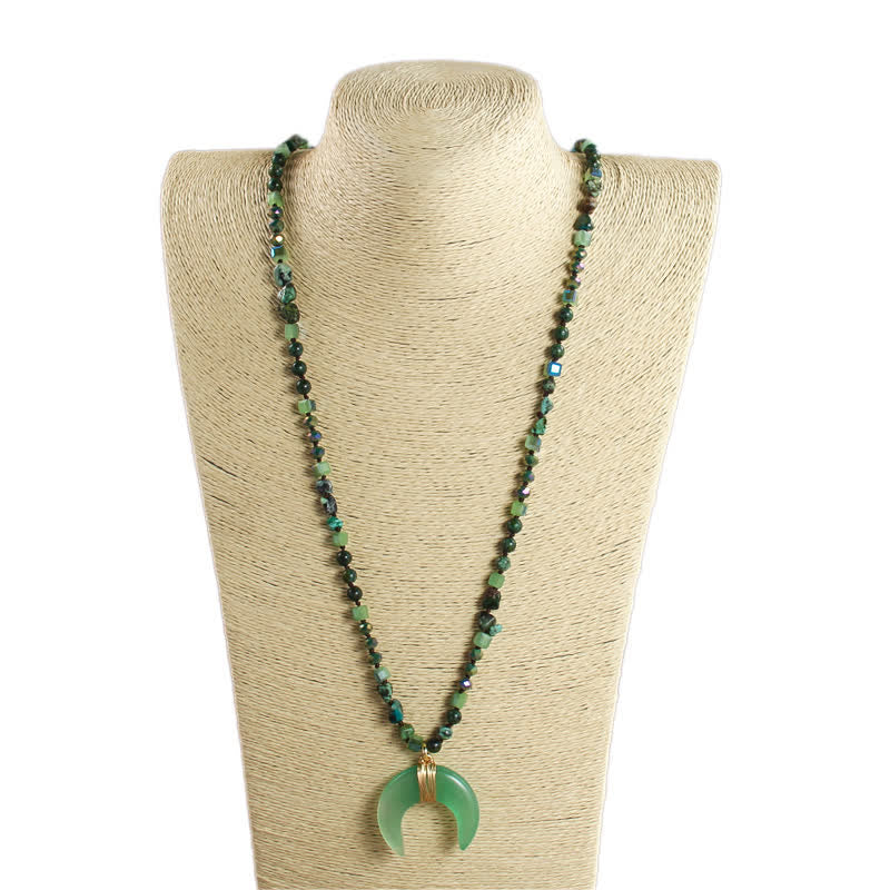 Olivenorma Natural Crystal Beads Ox Horn Crescent Pendant Necklace - image 10