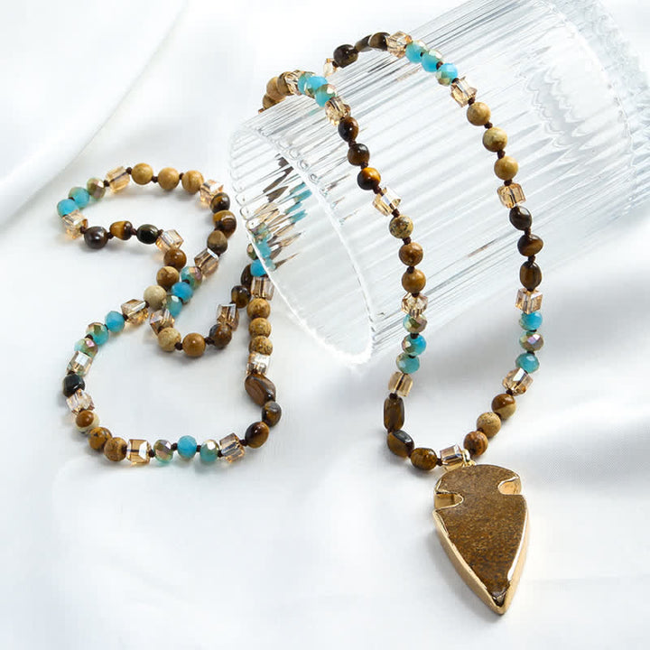 Olivenorma Natural Crystal Beads Arrow Pendant Necklace - image 5