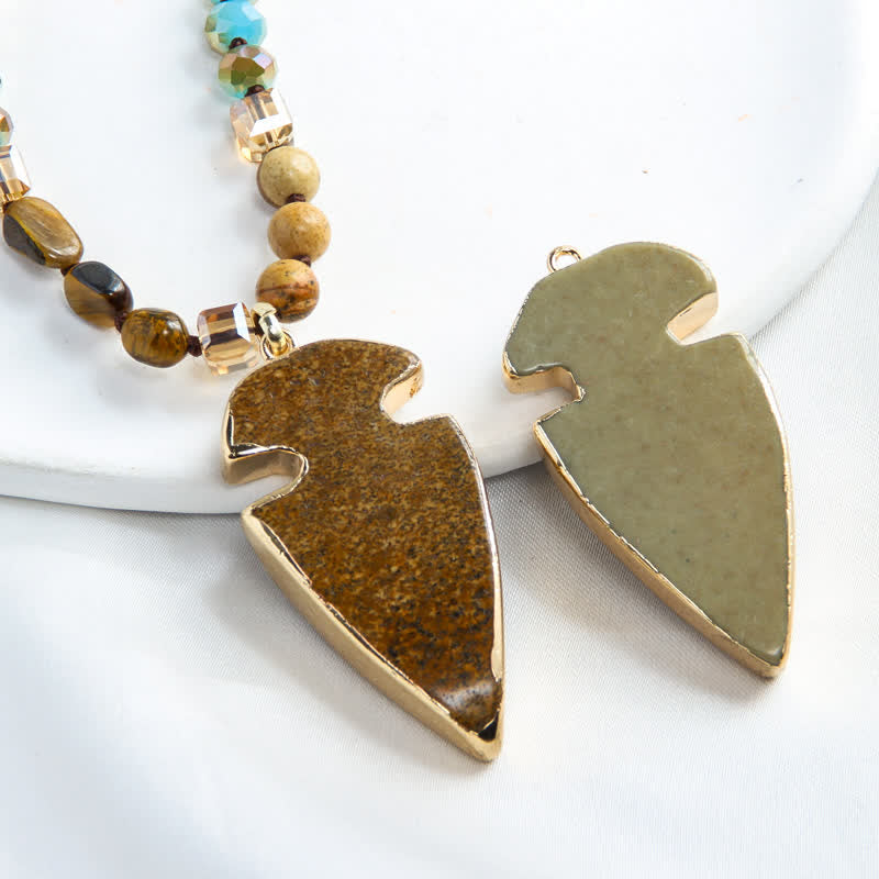 Olivenorma Natural Crystal Beads Arrow Pendant Necklace - image 4