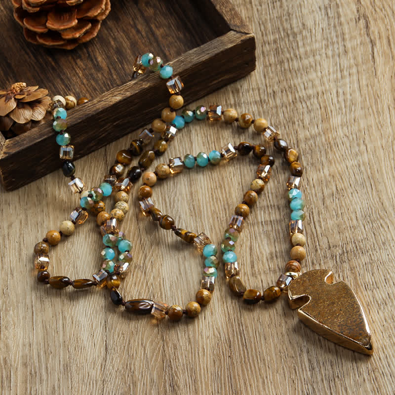 Olivenorma Natural Crystal Beads Arrow Pendant Necklace - image 1