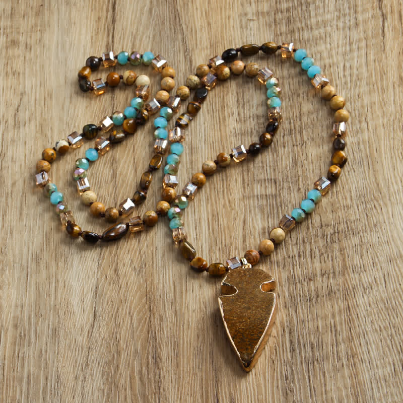 Olivenorma Natural Crystal Beads Arrow Pendant Necklace - image 2