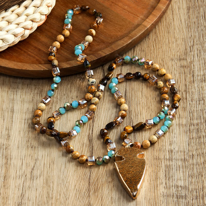 Olivenorma Natural Crystal Beads Arrow Pendant Necklace - Natural Crystal - image 0