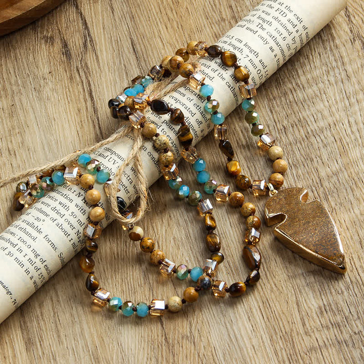 Olivenorma Natural Crystal Beads Arrow Pendant Necklace - image 3