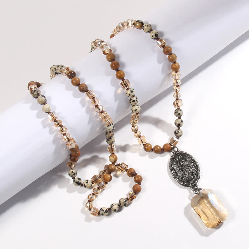 Olivenorma Natural Crystal Beads Angel Pendant Necklace - Dalmatian Jasper - image 14