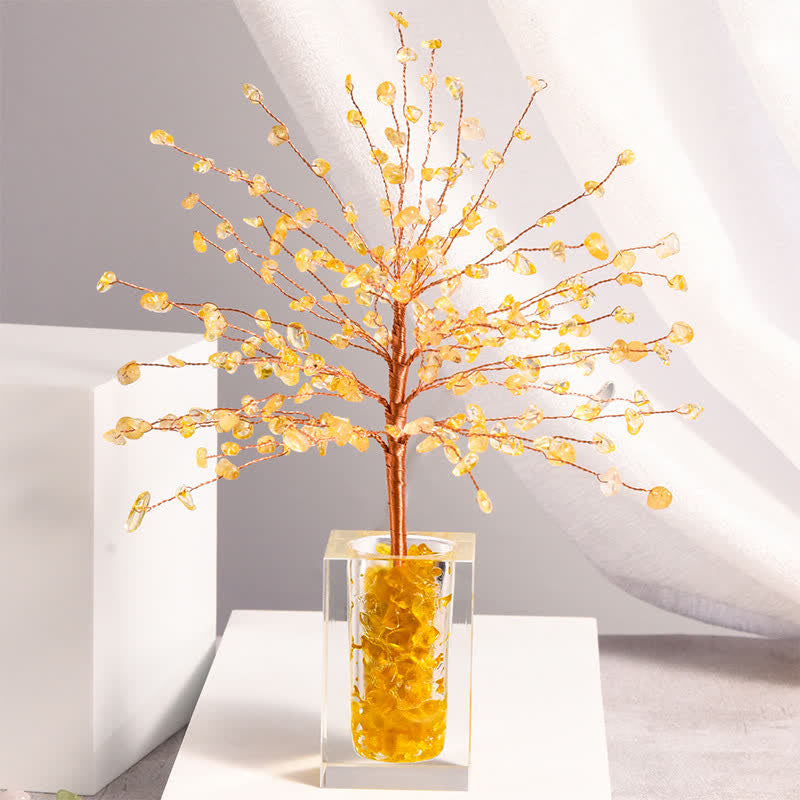 Olivenorma Natural Crystal Gravel Glass Bowl Feng Shui Tree - Large Potted & Citrine - image 1