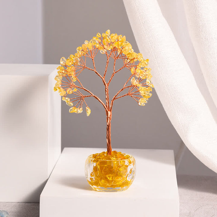 Olivenorma Natural Crystal Gravel Glass Bowl Feng Shui Tree - Small Potted & Citrine - image 2