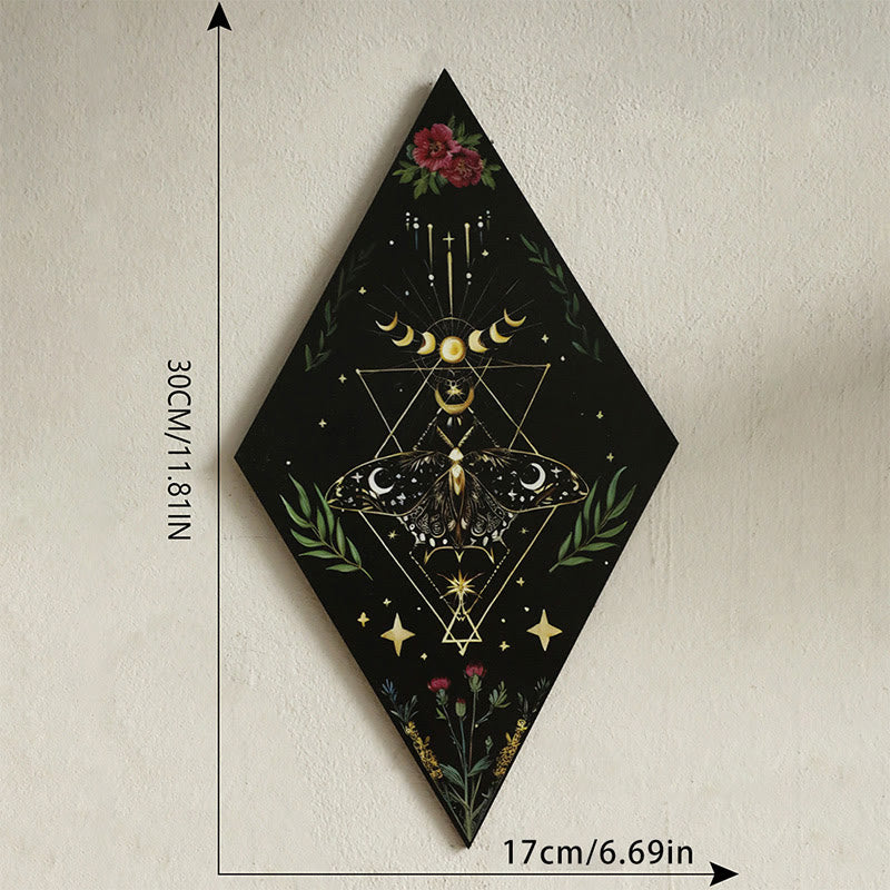 Olivenorma Geometric Moth Engraved Wood Wall Mounted Crystal Shelf - image 10