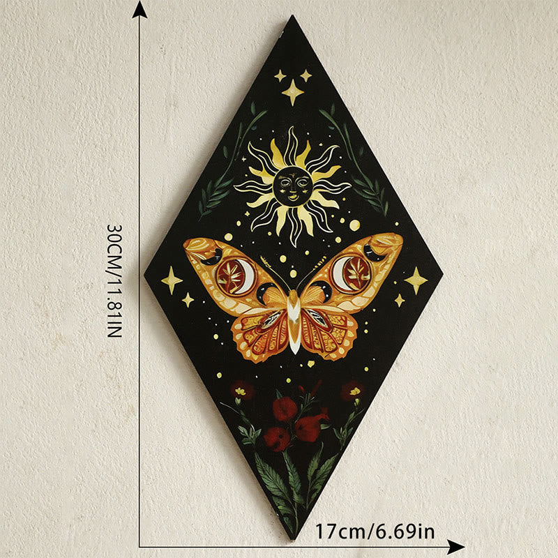 Olivenorma Geometric Moth Engraved Wood Wall Mounted Crystal Shelf - Moth C - image 5