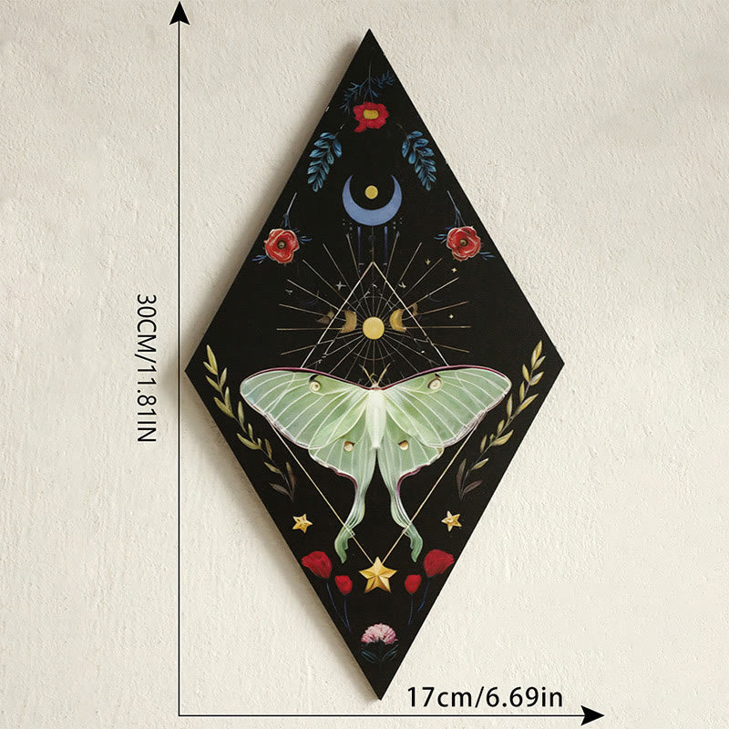 Olivenorma Geometric Moth Engraved Wood Wall Mounted Crystal Shelf - image 2