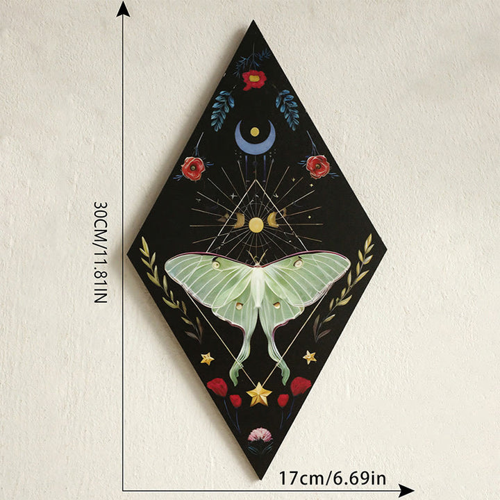 Olivenorma Geometric Moth Engraved Wood Wall Mounted Crystal Shelf - image 2