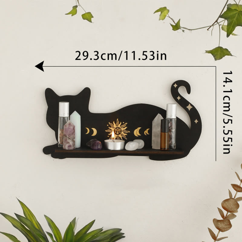 Olivenorma Cat Shaped Gothic Style Wooden Crystal Shelf - Cat A - image 1