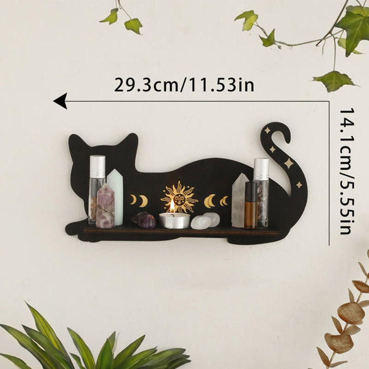 Olivenorma Cat Shaped Gothic Style Wooden Crystal Shelf - Cat A - image 1