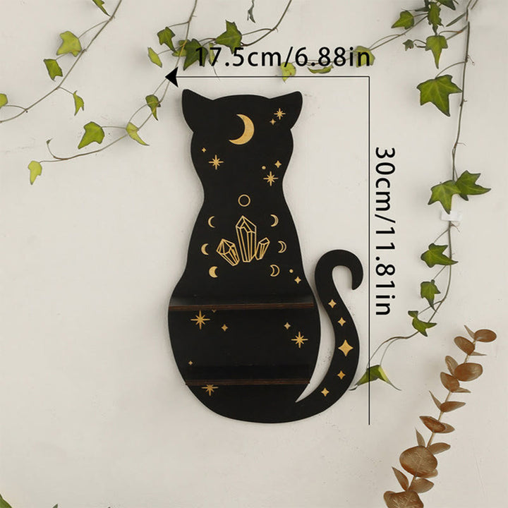 Olivenorma Cat Shaped Gothic Style Wooden Crystal Shelf - Cat B - image 3