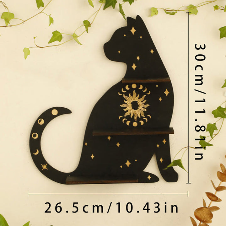 Olivenorma Cat Shaped Gothic Style Wooden Crystal Shelf - Cat C - image 5