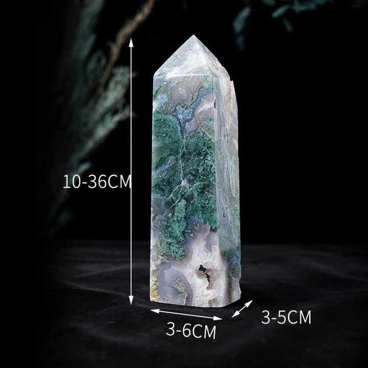 Olivenorma Faceted Moss Agate Healing Crystal Wands Tower - image 4