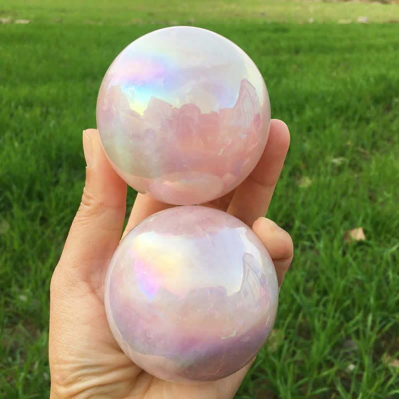 Olivenorma Natural Titanium Rainbow Rose Quartz  Crystal Sphere - image 2