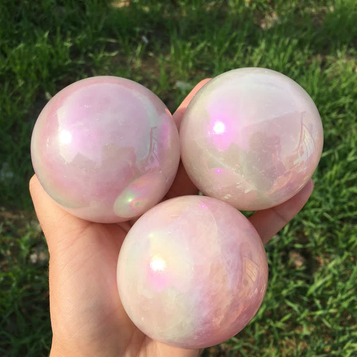 Olivenorma Natural Titanium Rainbow Rose Quartz  Crystal Sphere - image 6