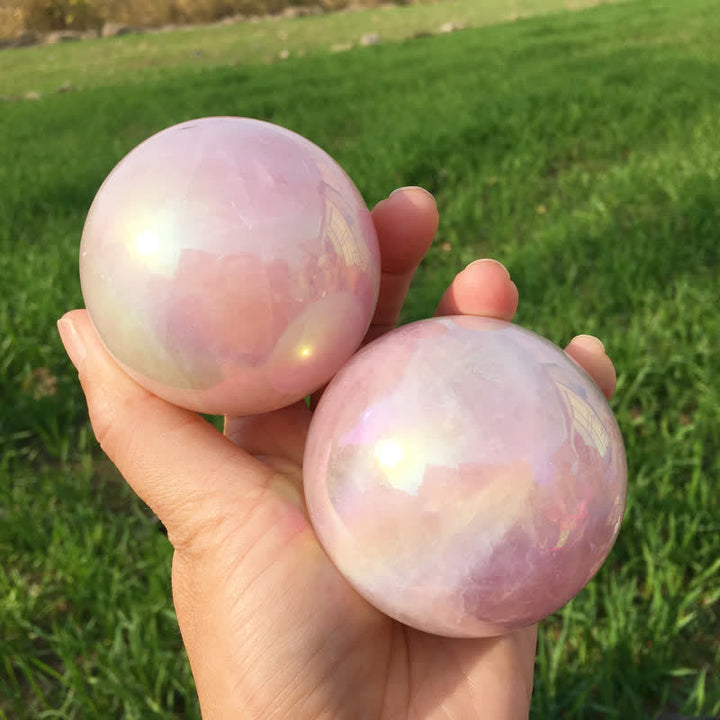 Olivenorma Natural Titanium Rainbow Rose Quartz  Crystal Sphere - image 3