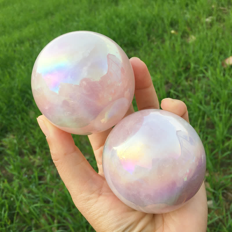 Olivenorma Natural Titanium Rainbow Rose Quartz  Crystal Sphere - image 5