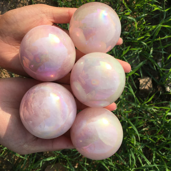 Olivenorma Natural Titanium Rainbow Rose Quartz  Crystal Sphere - image 4
