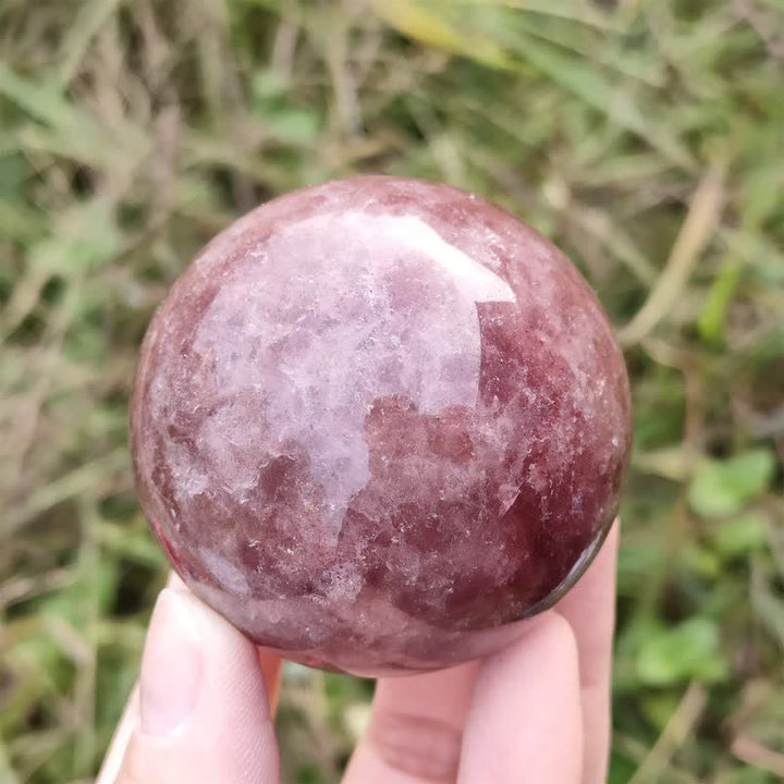 Olivenorma Natural Strawberry Quartz Crystal Sphere - 8-9cm - image 0