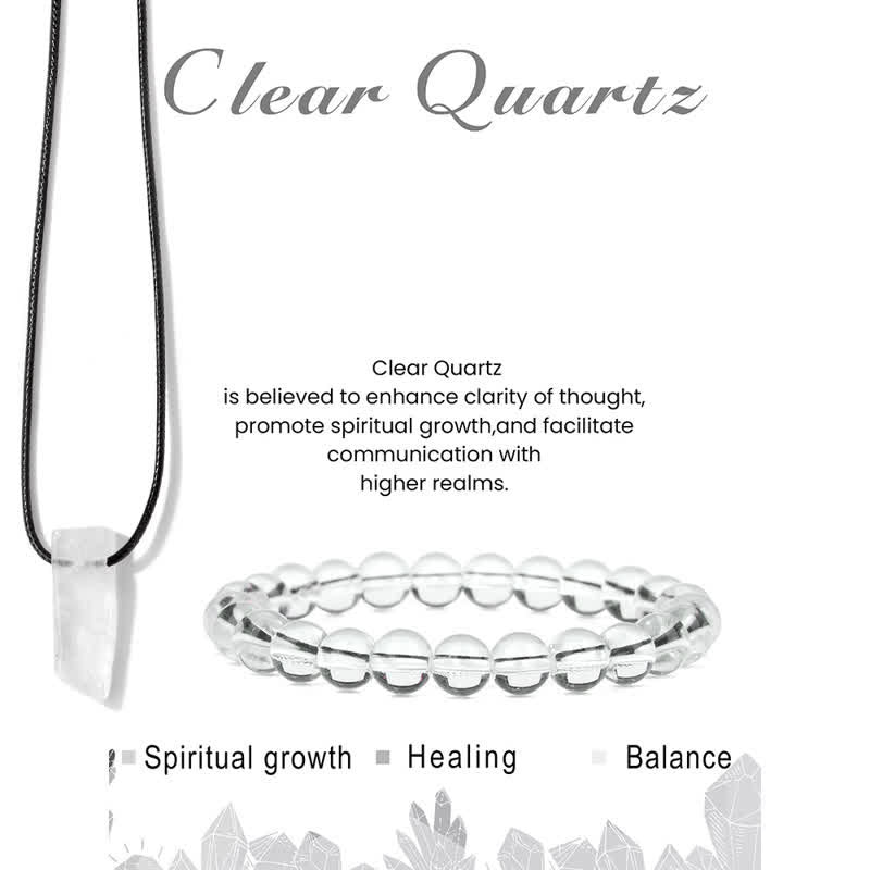 Olivenorma Natural Stone Pendant Necklace Beaded Bracelet Jewelry Set - Clear Crystal - image 11