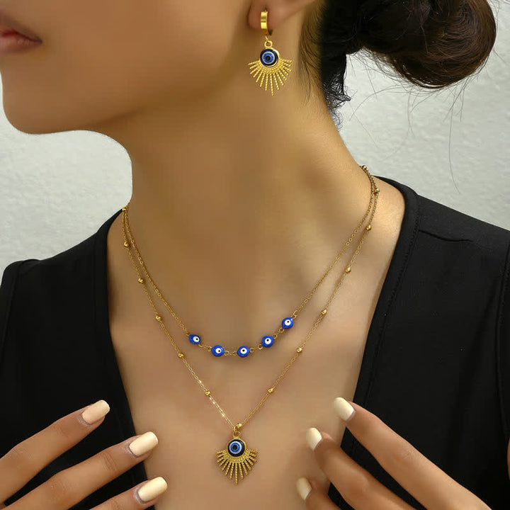 Olivenorma Blue Evil Eye Necklace Earrings Jewelry Set - image 1