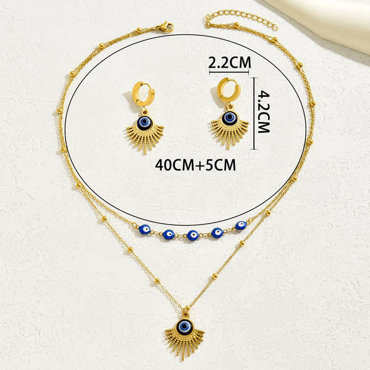 Olivenorma Blue Evil Eye Necklace Earrings Jewelry Set - image 3