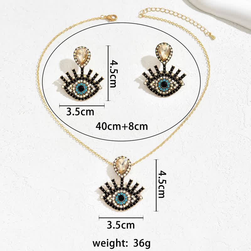 Olivenorma Blue Black Evil Eye Necklace Earrings Jewelry Set - image 3