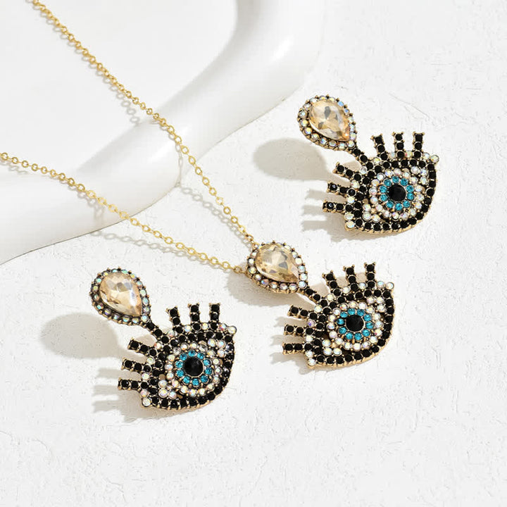 Olivenorma Blue Black Evil Eye Necklace Earrings Jewelry Set - Evil Eye - image 0