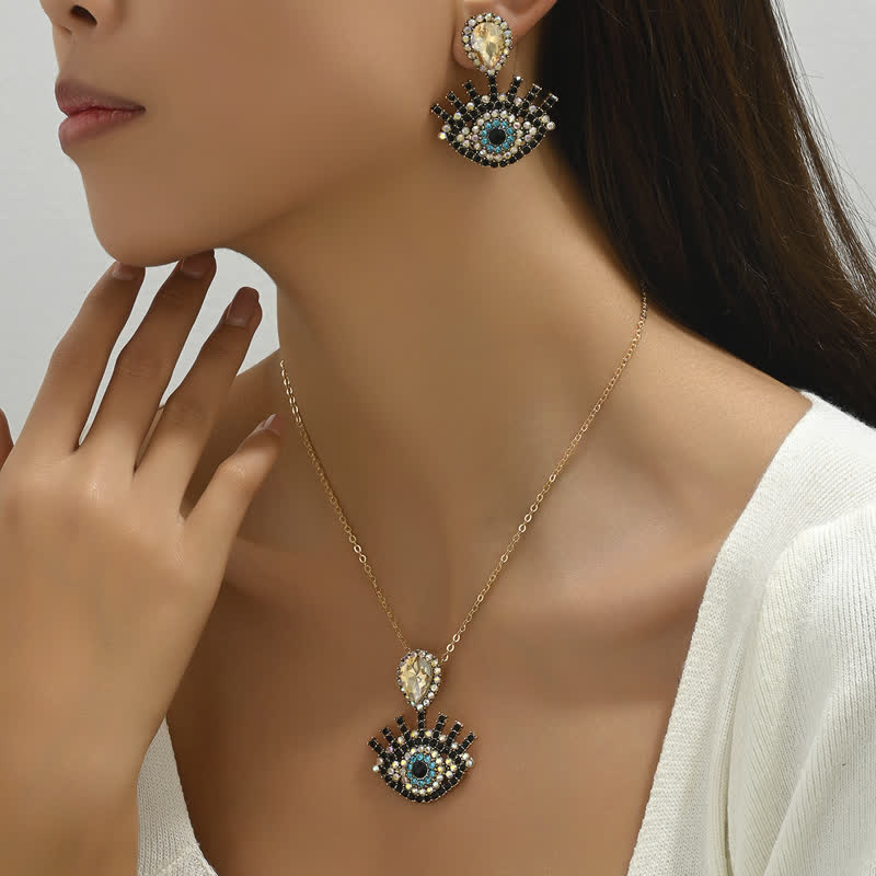 Olivenorma Blue Black Evil Eye Necklace Earrings Jewelry Set - image 2