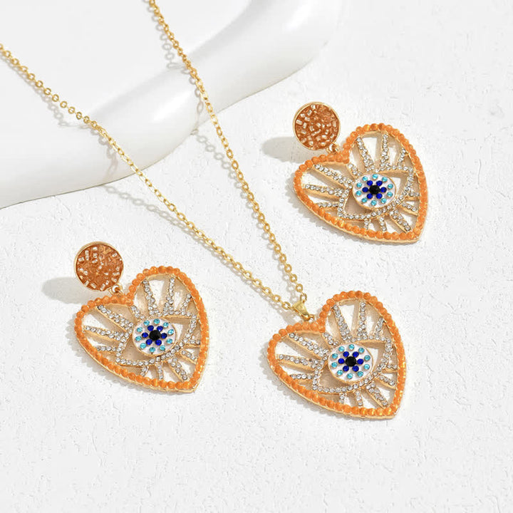 Olivenorma Heart Shape Evil Eye Pendant Zircon Jewelry Set - Evil Eye - image 0