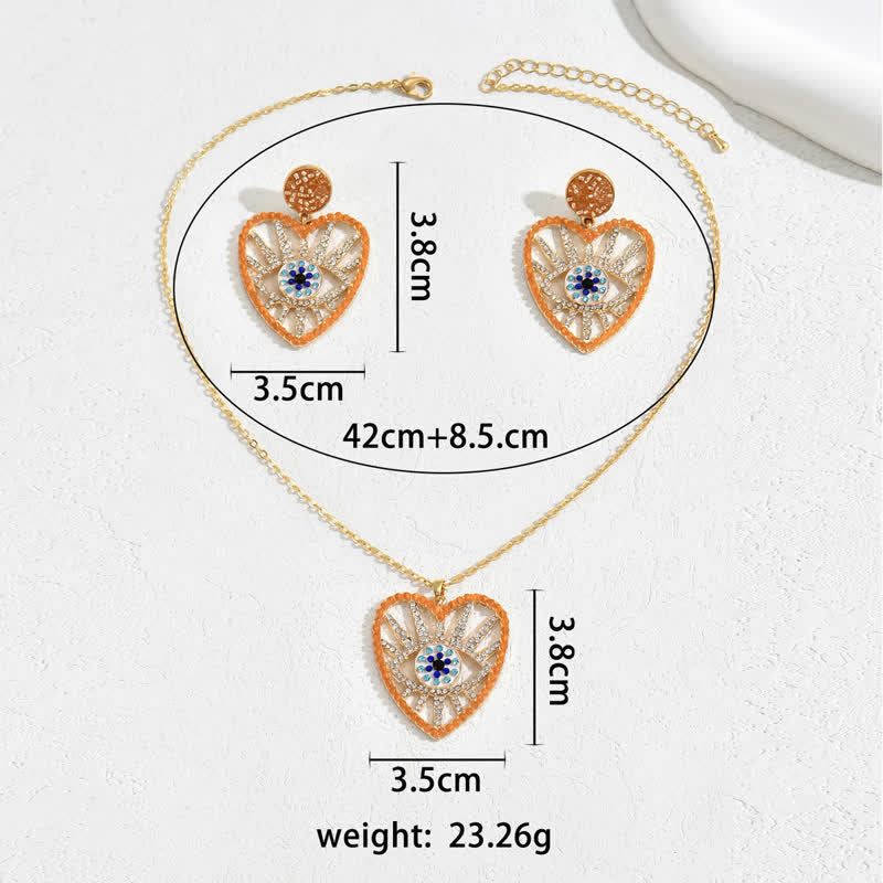 Olivenorma Heart Shape Evil Eye Pendant Zircon Jewelry Set - image 3