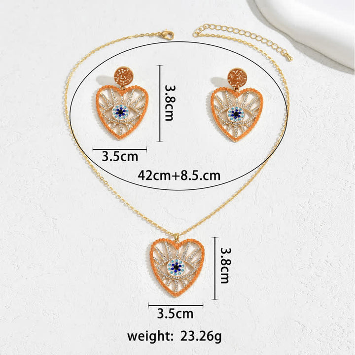 Olivenorma Heart Shape Evil Eye Pendant Zircon Jewelry Set - image 3