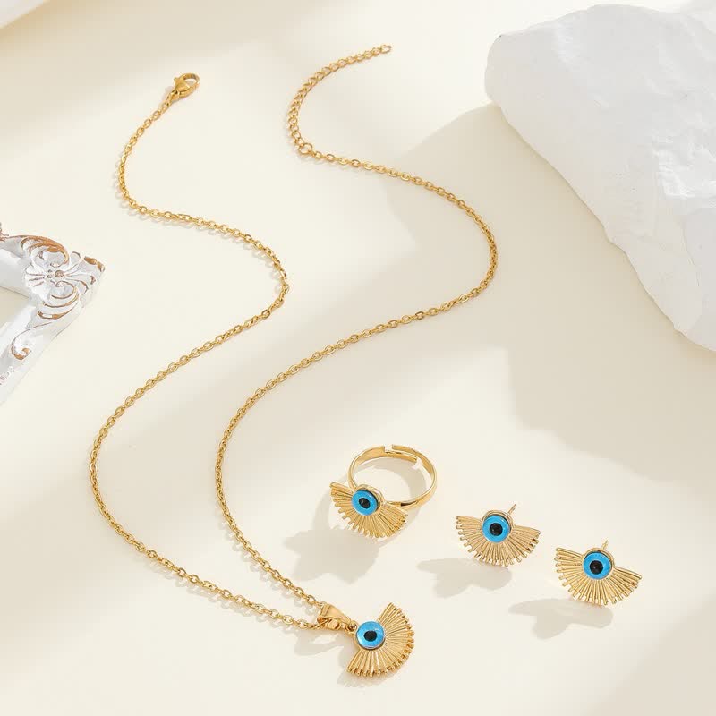 Olivenorma Hiphop Style Blue Evil Eye Pendant Jewelry Set - Blue Evil Eye - image 0