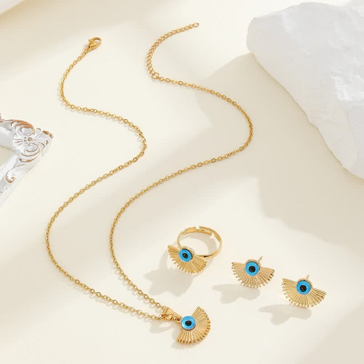 Olivenorma Hiphop Style Blue Evil Eye Pendant Jewelry Set - Blue Evil Eye - image 0