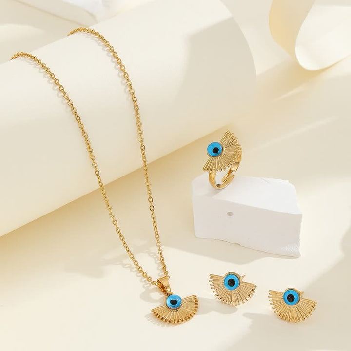 Olivenorma Hiphop Style Blue Evil Eye Pendant Jewelry Set - image 2
