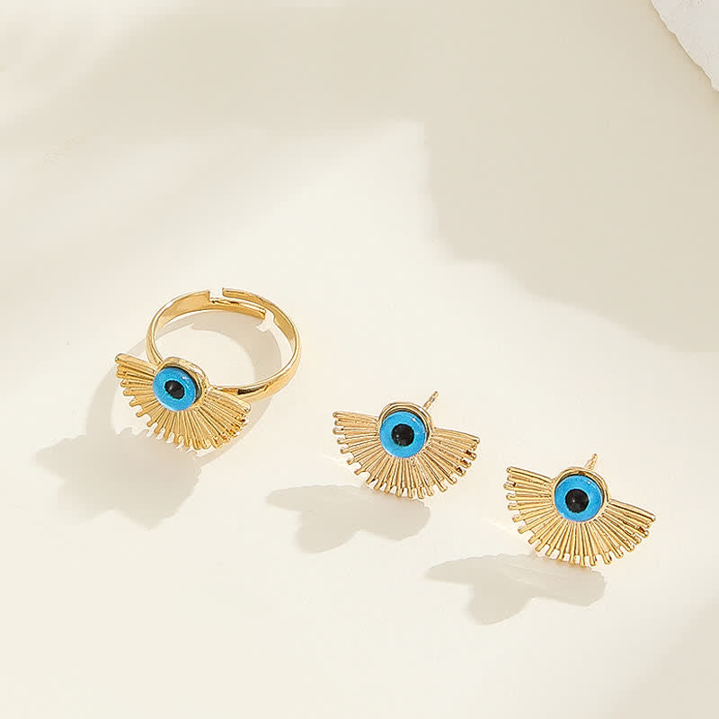 Olivenorma Hiphop Style Blue Evil Eye Pendant Jewelry Set - image 3