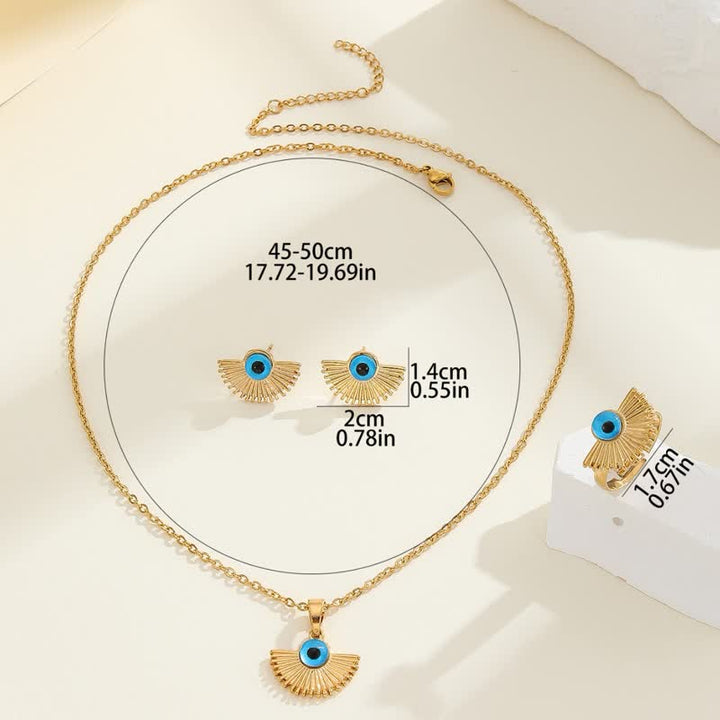 Olivenorma Hiphop Style Blue Evil Eye Pendant Jewelry Set - image 4