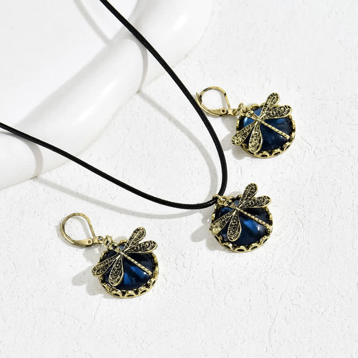 Olivenorma Inlaid Blue Topaz Dragonfly Pendant Jewelry Set - Blue Topaz - image 0