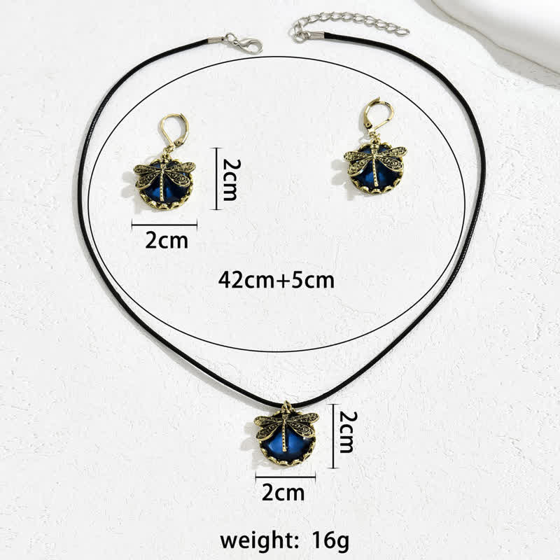 Olivenorma Inlaid Blue Topaz Dragonfly Pendant Jewelry Set - image 3