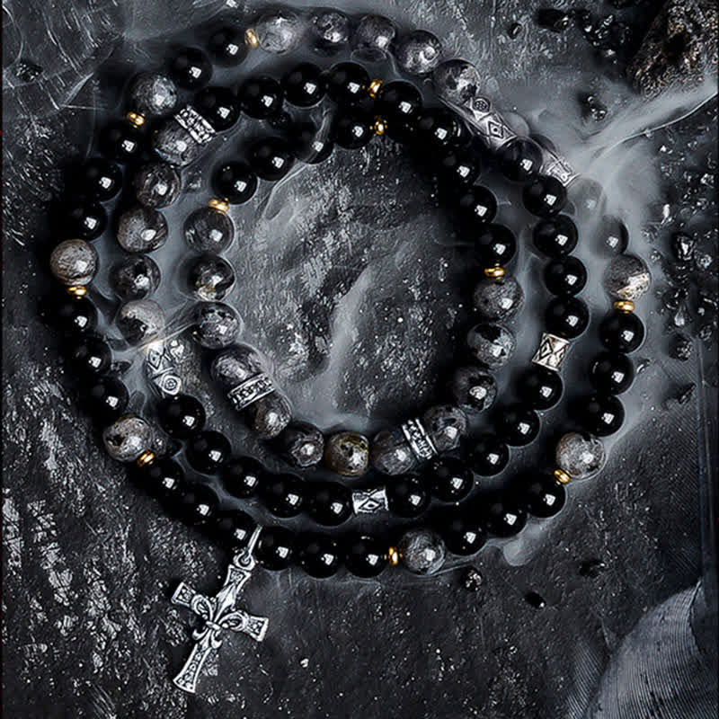 Olivenorma Lava Stone Black Labradorite Men's Beaded Bracelet - image 7