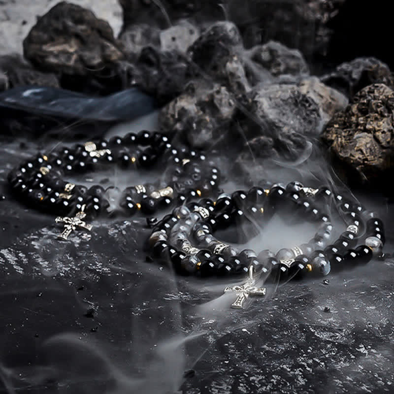 Olivenorma Lava Stone Black Labradorite Men's Beaded Bracelet - image 9