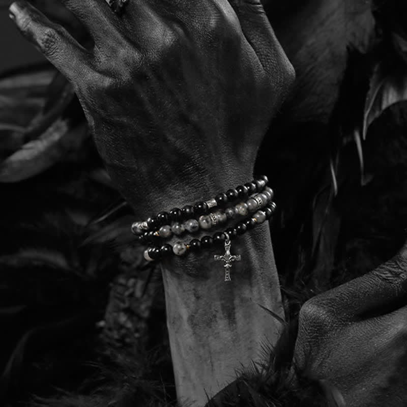 Olivenorma Lava Stone Black Labradorite Men's Beaded Bracelet - image 8