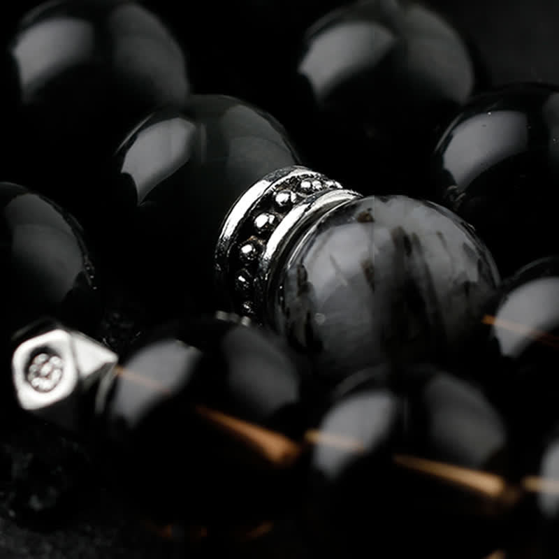 Olivenorma Obsidian Smoky Quartz Men's Beaded Bracelet - image 6